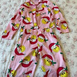 art class Pink Santa Smiley Pajama Set